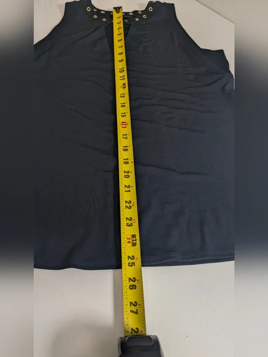 Worth Womens Gold Embellished Top Sleeveless Dark Navy Size S V-neck Office EUC - Picture 9 of 9